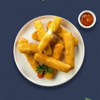 Mozzarella Sticks Monster · Mozzarella cheese sticks, battered and fried until golden brown. Served with a side of marin...
