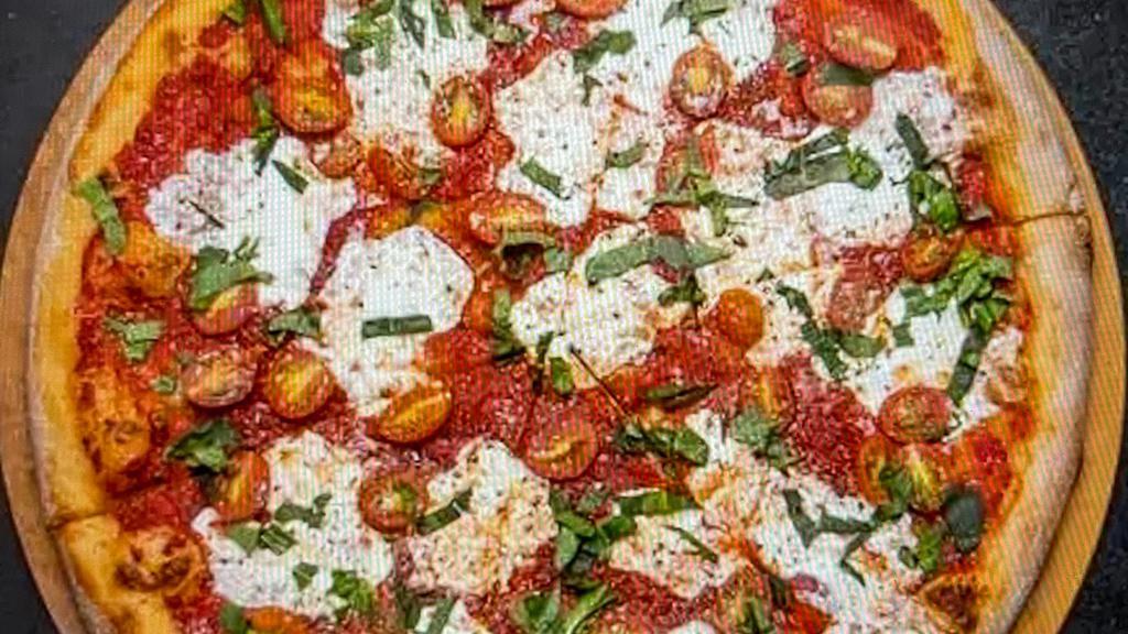 Margherita · Fresh Mozzarella, Grape Tomatoes, Fresh Basil, and Garlic Oil