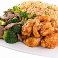 Asian Eats #2 Item Combo · 2 entrées over Steamed Rice, Fried Rice or Noodles