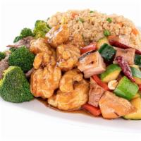 Asian Eats #3 Item Combo · 3 entrées over Steamed Rice, Fried Rice or Noodles