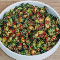Brussels Sprouts (serves 4) · Brussels Sprouts with Toasted Sesame Oil,. Lime, Cilantro, Garlic, Red Fresno Chiles (serves...