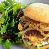 C & H Cheeseburger · Two 4-ounce Beef patties, Caramelized Onion Jam, Pimento Cheese, B&B Pickles, Chopped Romain...