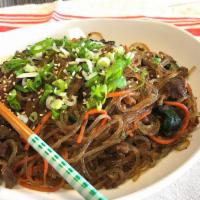Japchae Clear Noodle · Vegetarian. Choice of bulgogi or vegetable.