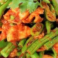 Spicy Green Bean · Sautéed green bean with Thai chili paste
