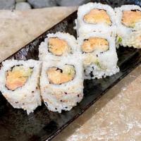 Crunchy Spicy Hamachi Roll · Spicy hamachi roll topped with tempura bits