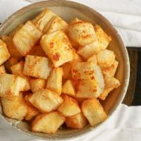 *Peri Cassava Fries. · Porto’s Peri Peri  favorite. Fresh-cut manioc root with our Peri salt. Vegetarian.