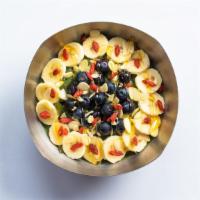 Detox Bowl® · Medium: 400 cal., large: 530 cal. Base: organic açaí, banana, strawberries, kale, organic fl...