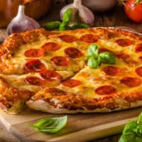 The Pepperoni Pizza · Creamy cheese pizza with halal pepperoni.
