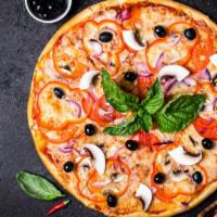 Halal Combo Pizza · Halal chicken breast, halal beef, mushrooms, onions, peppers, and olives.