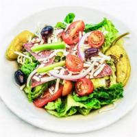 ANTIPASTO SALAD · Italian salami, pepperoncini, whole kalamata olives, mozzarella added to garden salad