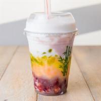 3. Awesome Trio -100% sugar only · Red, white mung bean; taro, pandan jelly, coconut milk. 490 cal.