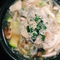 14. Gop Chang Tofu Soup · Tofu soup with intestine.