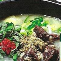 6. Guk Bab Combo · Two regular sausage soup & one soju.