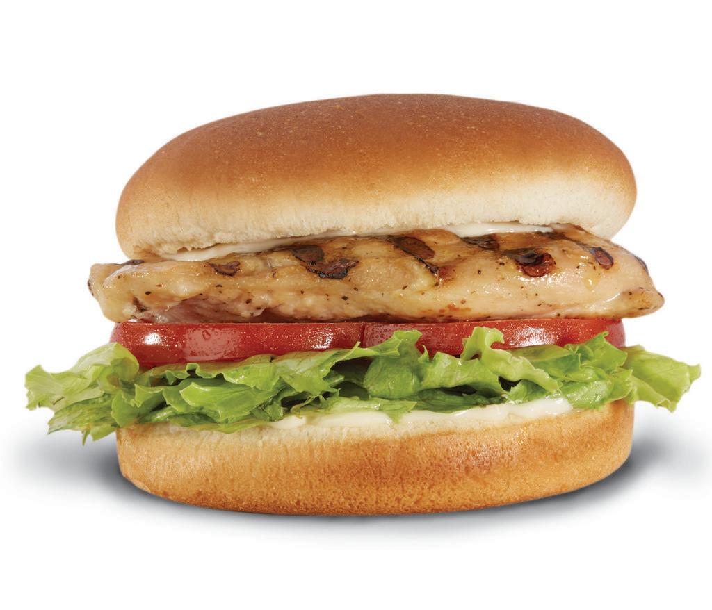 California Grilled Chicken · Grilled chicken patty served with mayo, lettuce, and tomato on a toasted bun.