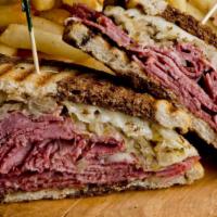 The Avenues Sandwich · Fresh slices of corned beef, swiss cheese, thousand island sauce, and sauerkraut on sliced r...