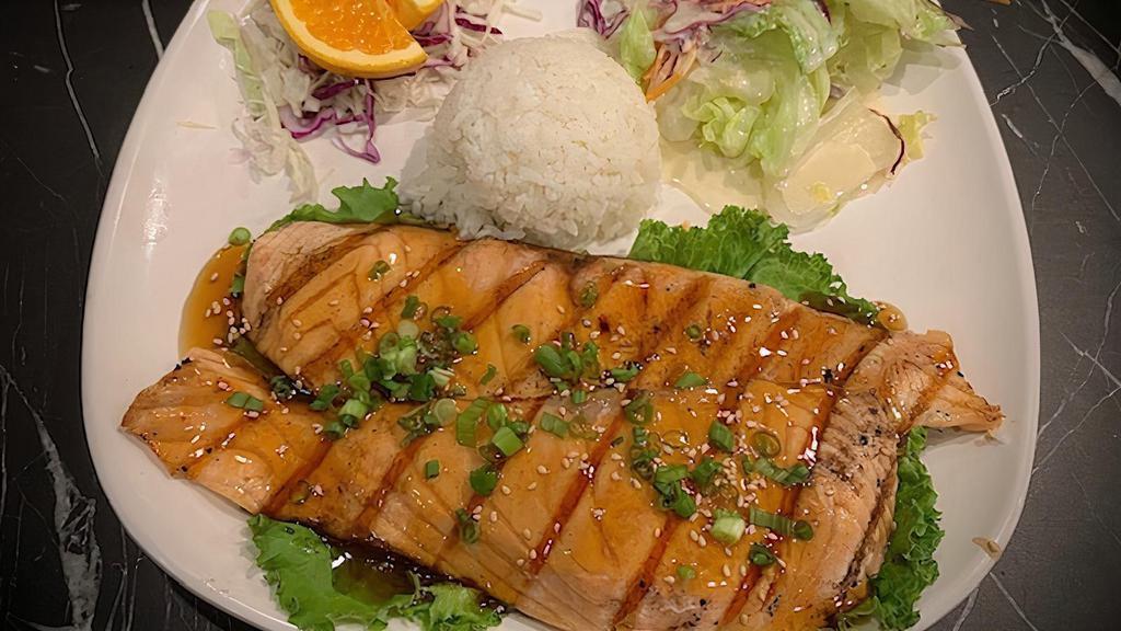 Salmon Teriyaki · Grilled salmon with teriyaki sauce.