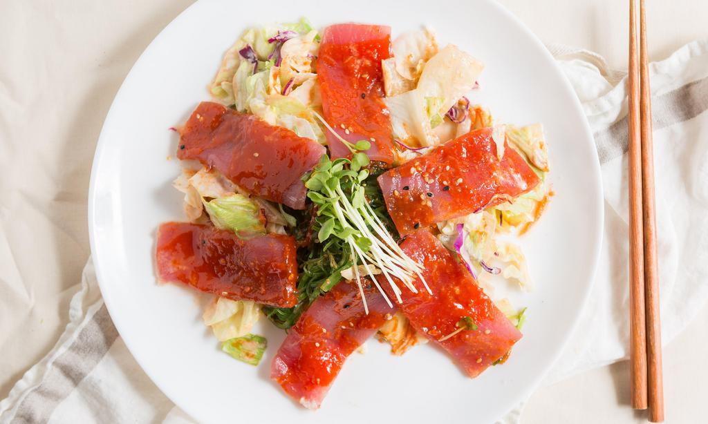 #02. Ahi Poki · Spicy food. Japanese Hawaiian style tuna and seaweed salad.