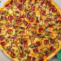 Combo Knockout Pizza (Halal)  · Halal chicken breast and halal beef, mushrooms, onions, green peppers, and olives baked on a...