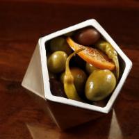 Marinated Spanish Olives and Piparra Peppers · Gluten free.