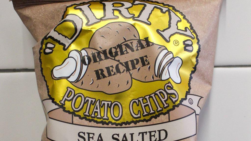 Dirty Potato Chips · We offer 2oz bags of Dirty Potato Chips.  These kettle cooked chips are fried in peanut oil and are super crispy! Pick a flavor!