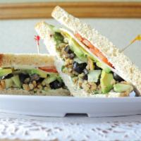 Stewartville · Wheat bread, avocado, cream cheese, black olives, spinach, tomato, cucumber, jack cheese and...