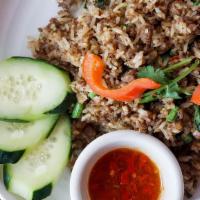 Impossible Gra-Praw Fried Rice · Spicy Thai Style Fried with an impossible meat, Thai chili, green bean, bell pepper and basil
