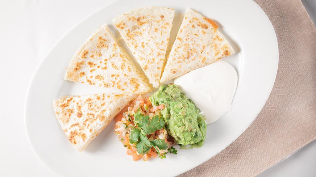 Cheese Quesadilla with Rice and Beans · 