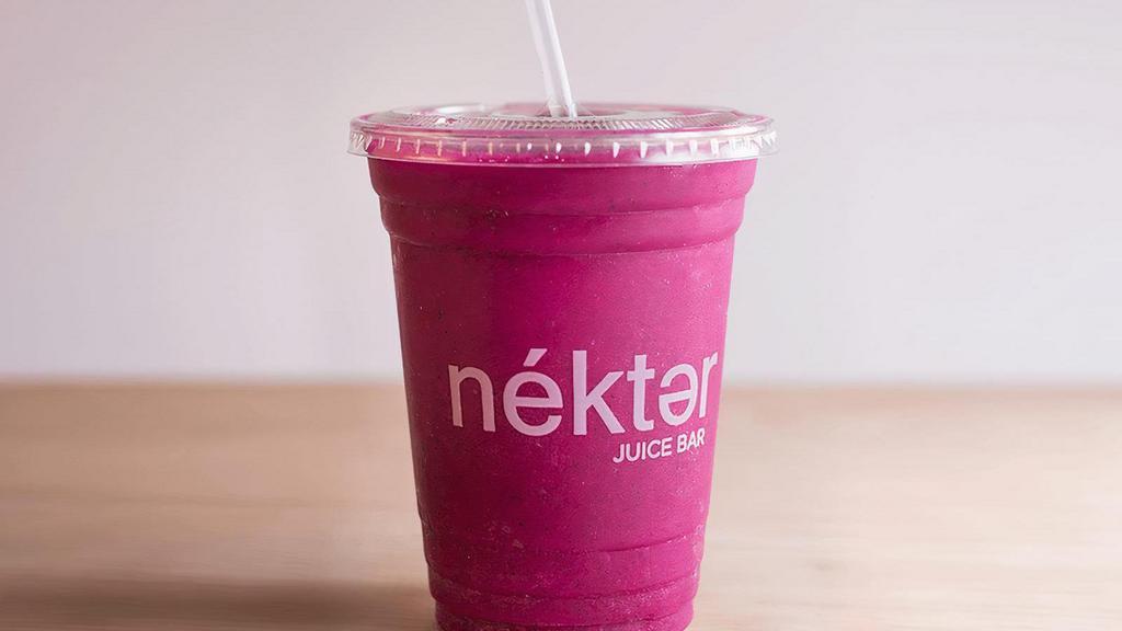 Pink Flamingo · A superfruit smoothie that protects against free radicals with active antioxidants. Dragon Fruit, strawberry, pineapple, coconut water and agave nectar blended. 200 / 340 cal.