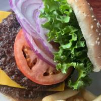 Double Cheeseburger · 1/2 lb angus beef and choice of cheese
Optional : each xtra meat 1.99
Each xtra sauce 0.50