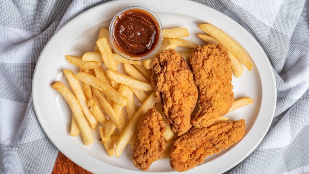 4 PCS Chicken Strips + Fries · choice of eight pieces and four pieces for an additional charges.