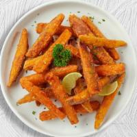 Sweet Mr. Potato Fries · (Vegetarian) Thick-cut sweet potato wedges fried until golden brown