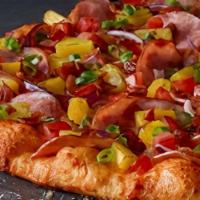 Maui Zaui with Ham (Small, 6 Slices) · 200-350 cal/slice. The Original Polynesian Pizza. Ham, crisp bacon, juicy pineapple, tomatoe...