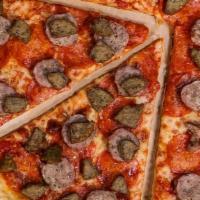 NY Style Hand Stretched Thin Crust Meat Lovers Pizza (14
