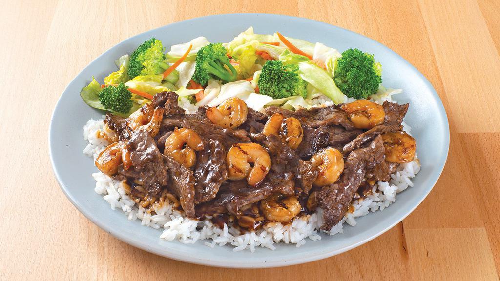Beef & Shrimp Teriyaki · Comes with mixed vegetables and steamed white rice. Noodles, fried rice are available for an additional cost. 690 Calories-920 Calories.