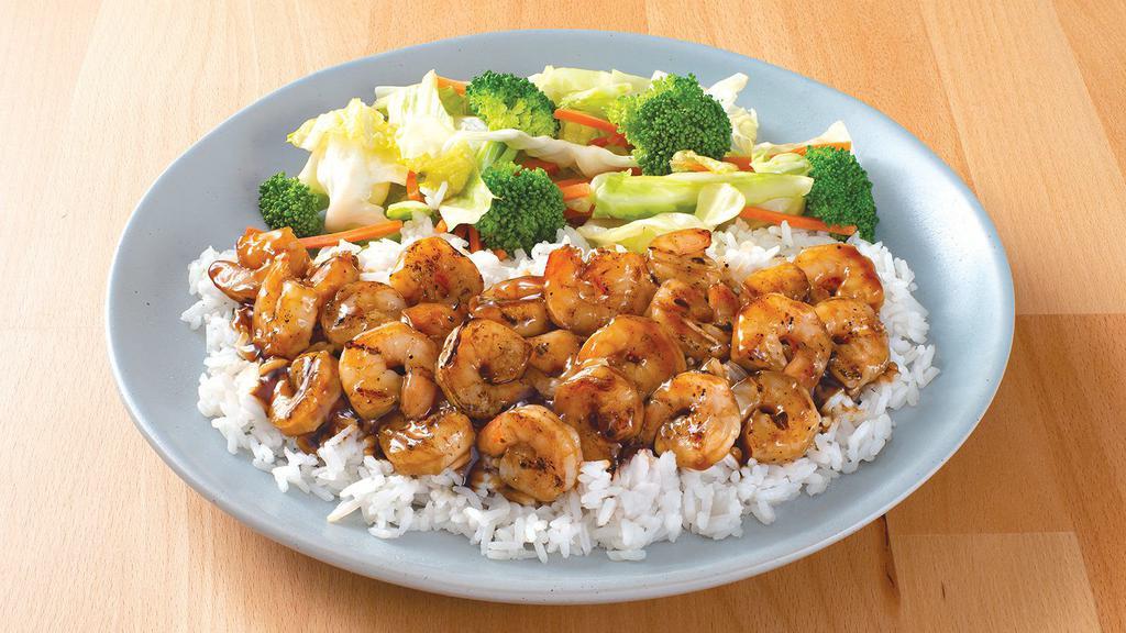 Shrimp Teriyaki · Comes with mixed vegetables and steamed white rice. Noodles, fried rice are available for an additional cost. 530 Calories-760 Calories.