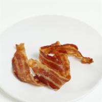 Bacon · Get your fix with three crispy bacon strips.