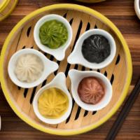 Palette Xiao Long Bao (XLB) (5) · Palette Soup Dumplings
Green: spinach skin with pork & kale filling
White: classic Shanghai ...
