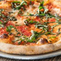 Margherita · Red sauce, fresh mozz, and fresh basil. This pizza is vegetarian unless meat is added.

Pro-...