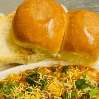 Ghugni Pav (Yellow Peas & Bread) · Yellow peas cooked with blend Indian spices and potato.