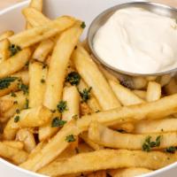 Hand-Cut Fries · Tossed with fried sage and served with malted mayonnaise.