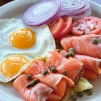Fresh Lox & Bagel* · Fresh Norwegian smoked salmon, sliced red onions, capers, sliced tomatoes, bagel and cream c...