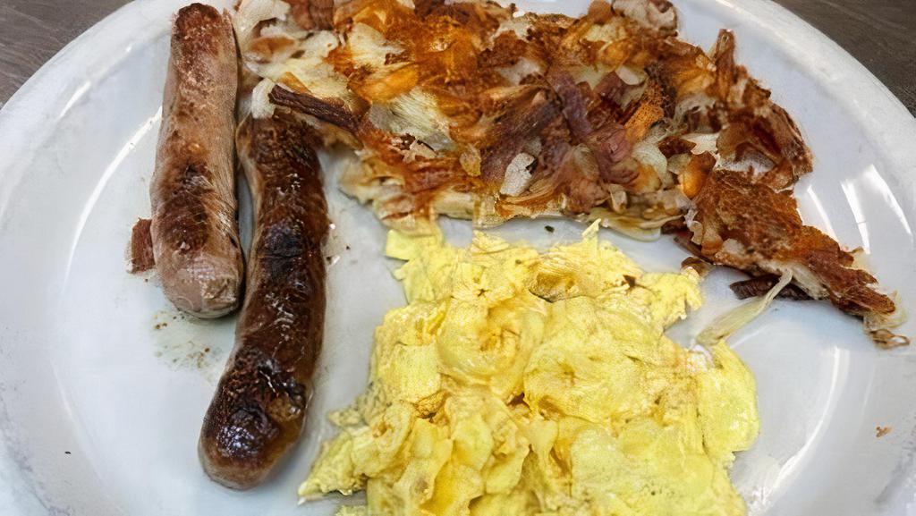 One Egg Any Style · With two slices of bacon or two link sausage, fresh hashbrowns and toast.