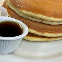 Pancake Combo* · Bacon or sausage and two eggs any style. Served with two buttermilk pancakes.