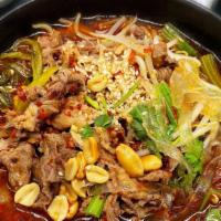 302. Hot & Sour Vermicelli with Lamb   羊肉酸辣粉 · Extra spicy.