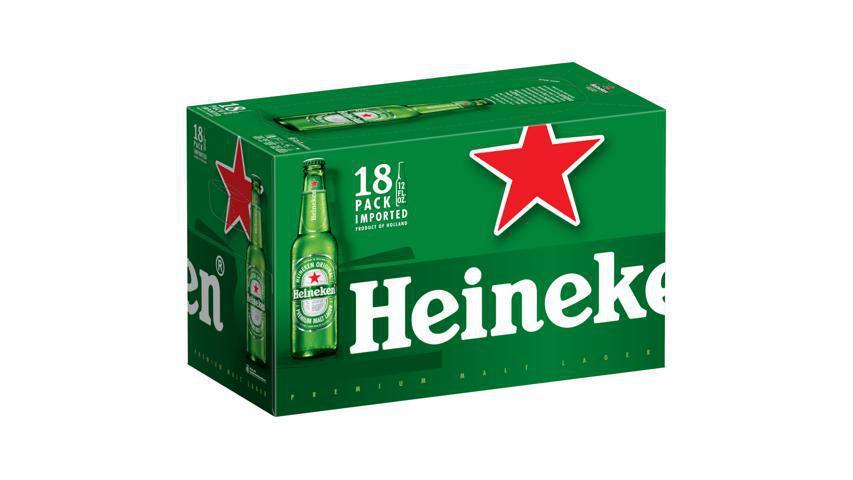 Heineken Bottle (12 oz x 18 ct) · Smooth, nicely blended bitterness, clean finish. Wherever you go in the world, it‚Äôs always refreshing to see something you recognize. That green bottle, the red star, the smiling ‚Äòe‚Äô‚Ä¶ like an instant welcome from an old friend. Cold, fresh, high quality Heineken. Enjoyed near and far since 1873.