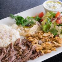 Gyros Plate · Served with pita, house salad and rice.