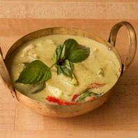 Green Curry · Choice of meat, zucchini Thai eggplant, basil, fresh chilli, bell pepper, green curry paste,...