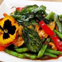 Spicy String Beans · Choice of meat, stir-fried string bean with chilli paste.