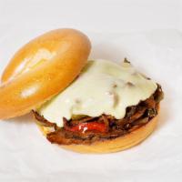 Philly Cheesesteak Bagel · Chopped steak, melted cheese, and sauteed onions on a bagel.