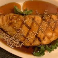 Salmon Teriyaki · Salmon Fillet, served with Rice and Salad